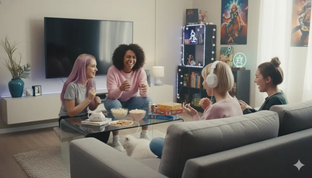 gameuse qui parlent entres elles dans le salon