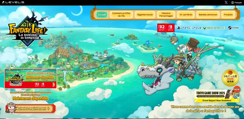 page d'accueil site fantasy life