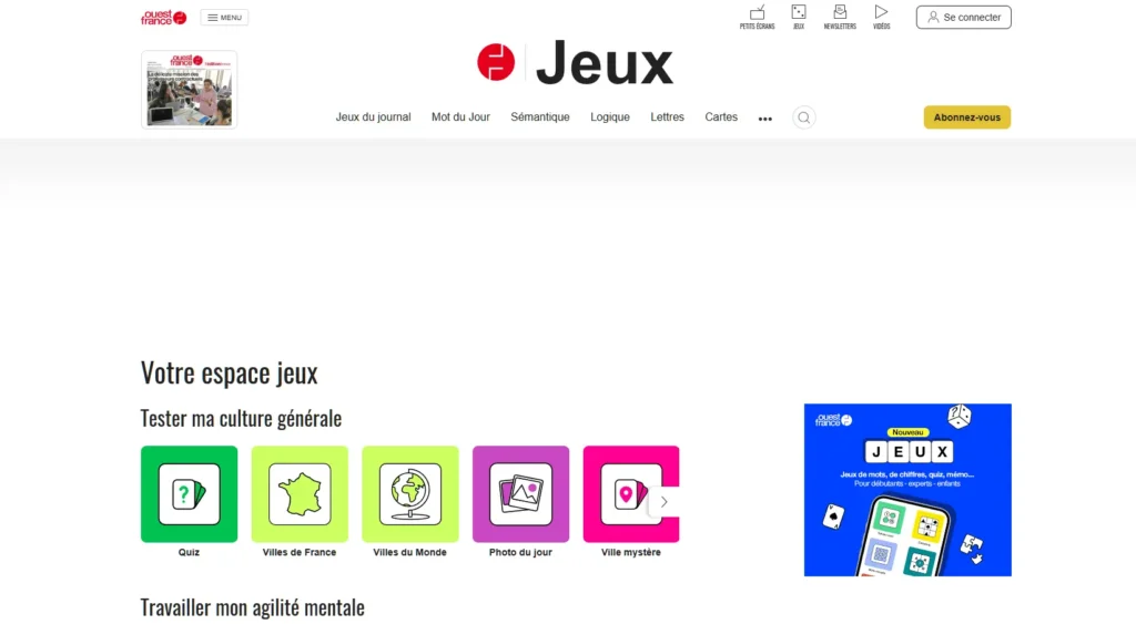 site espace ouest france jeux gratuits