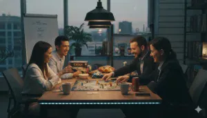 employé jouant au travail