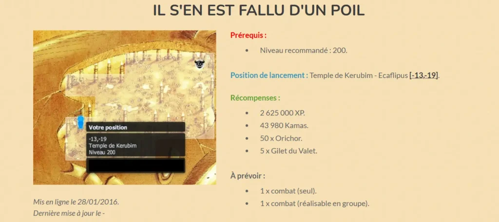 Récap dofus Il s'en est fallu de peu