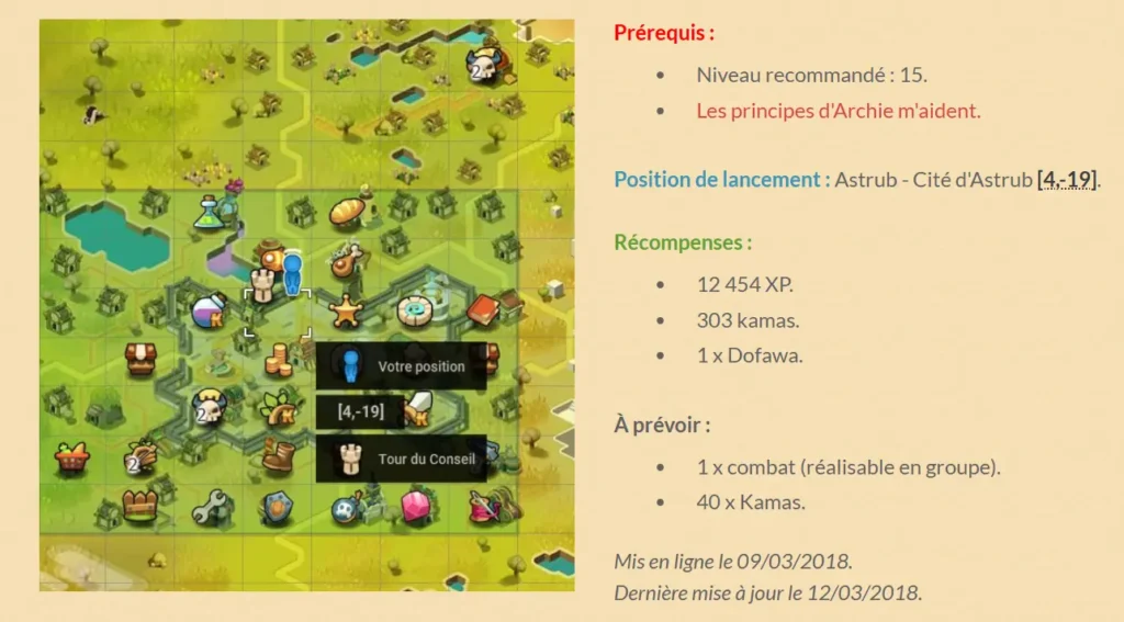 pre requis on marche sur des oeufs dofus