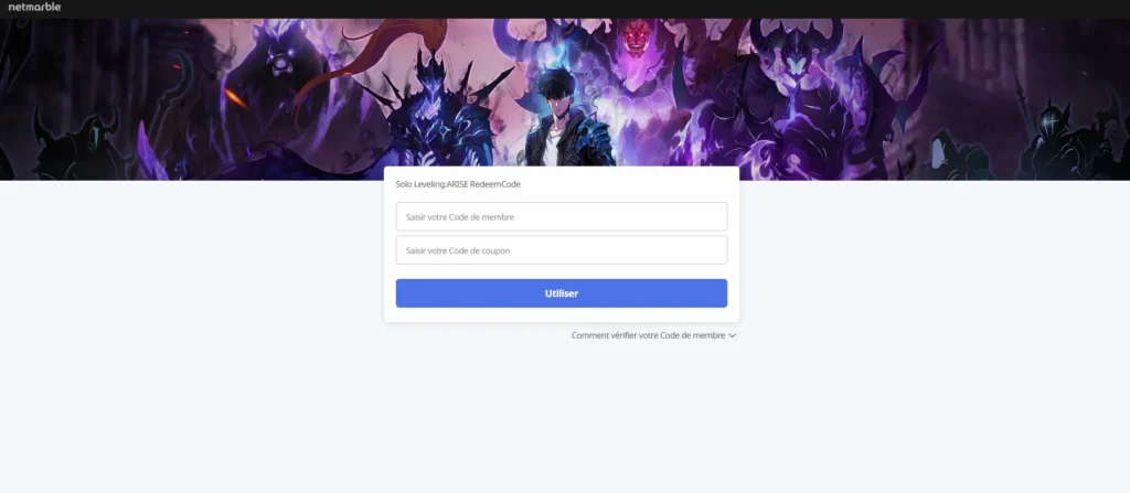 solo leveling arise website page code redeem