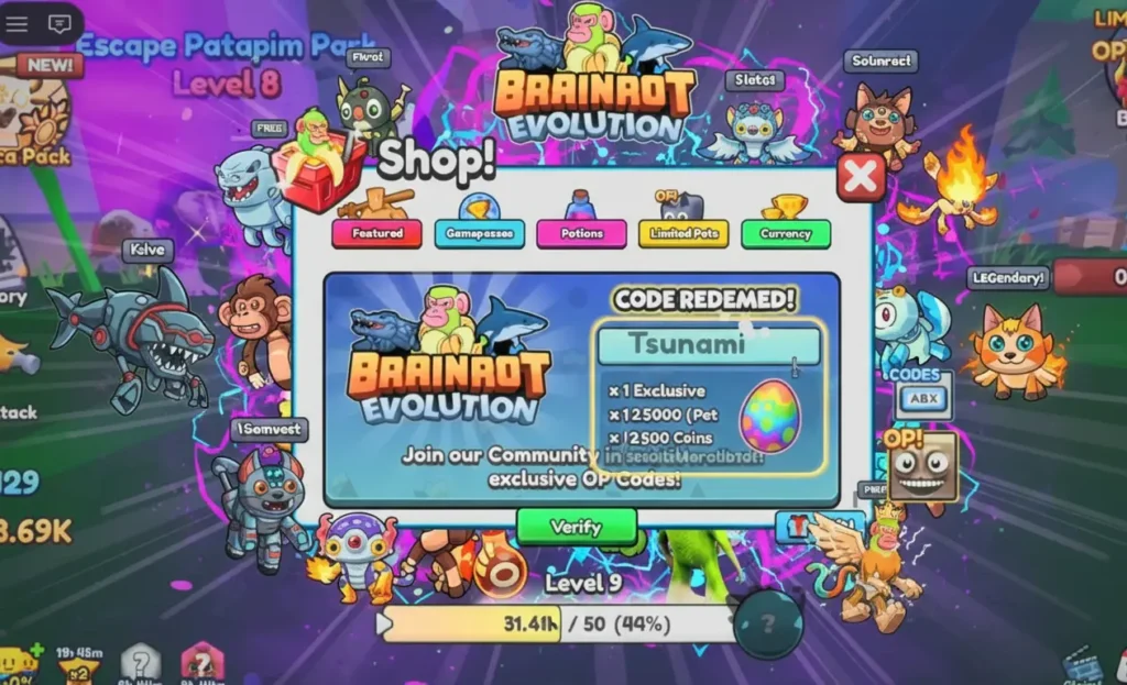 brainrot evolution code mise en avant